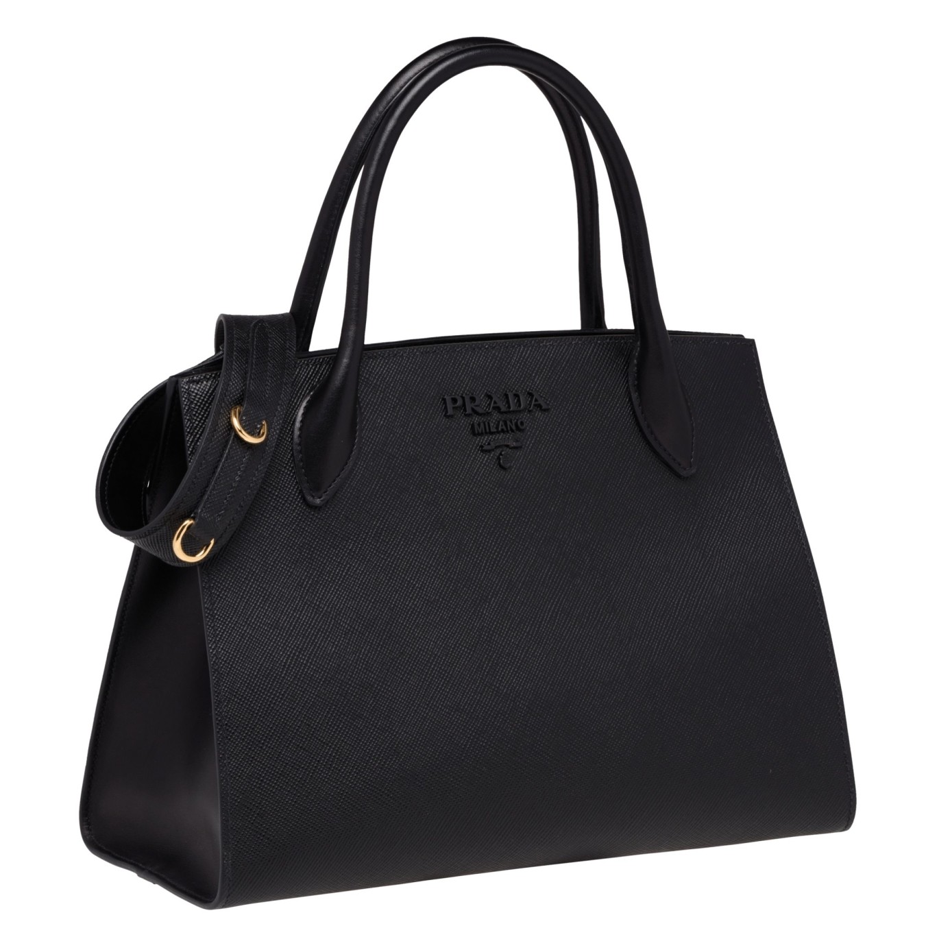 Pra*a large monochrome bag in black saffiano leather
