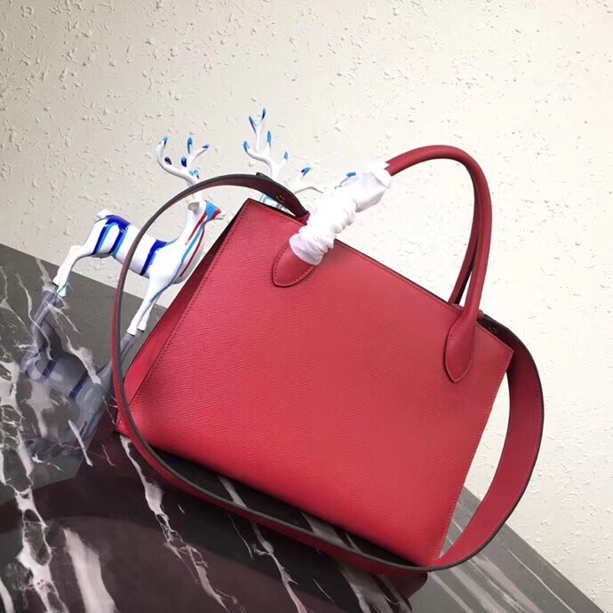 Pra*a large monochrome bag in red saffiano leather