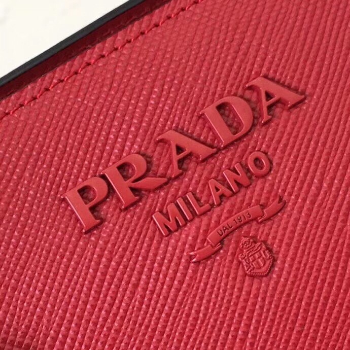Pra*a large monochrome bag in red saffiano leather