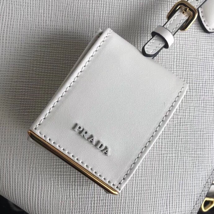 Pra*a large monochrome bag in white saffiano leather