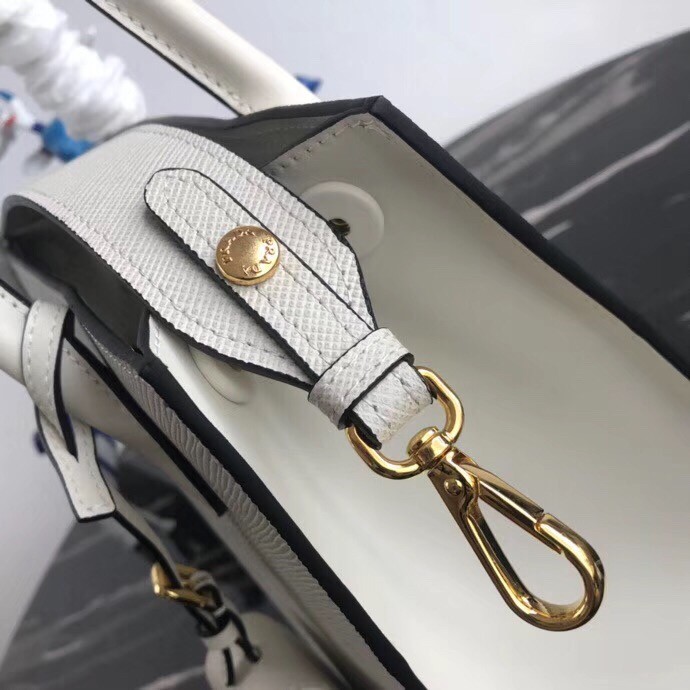Pra*a large monochrome bag in white saffiano leather