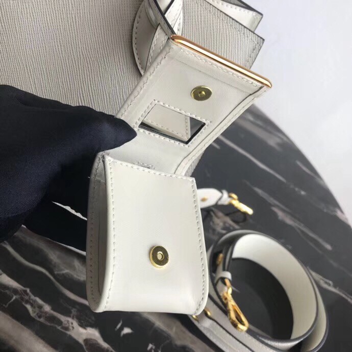 Pra*a large monochrome bag in white saffiano leather