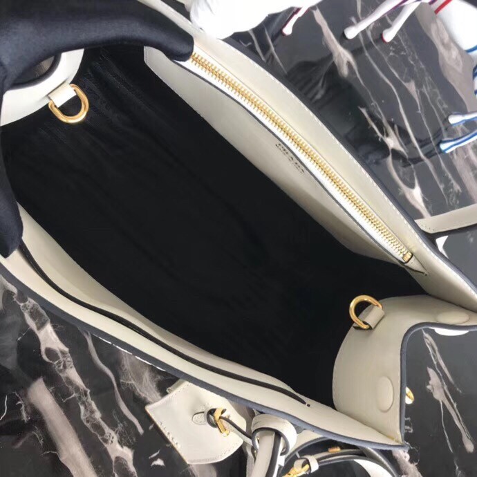Pra*a large monochrome bag in white saffiano leather
