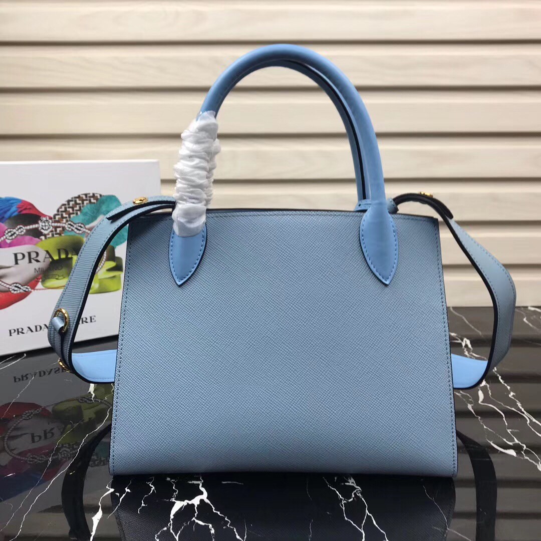 Pra*a monochrome bag in pale blue saffiano leather