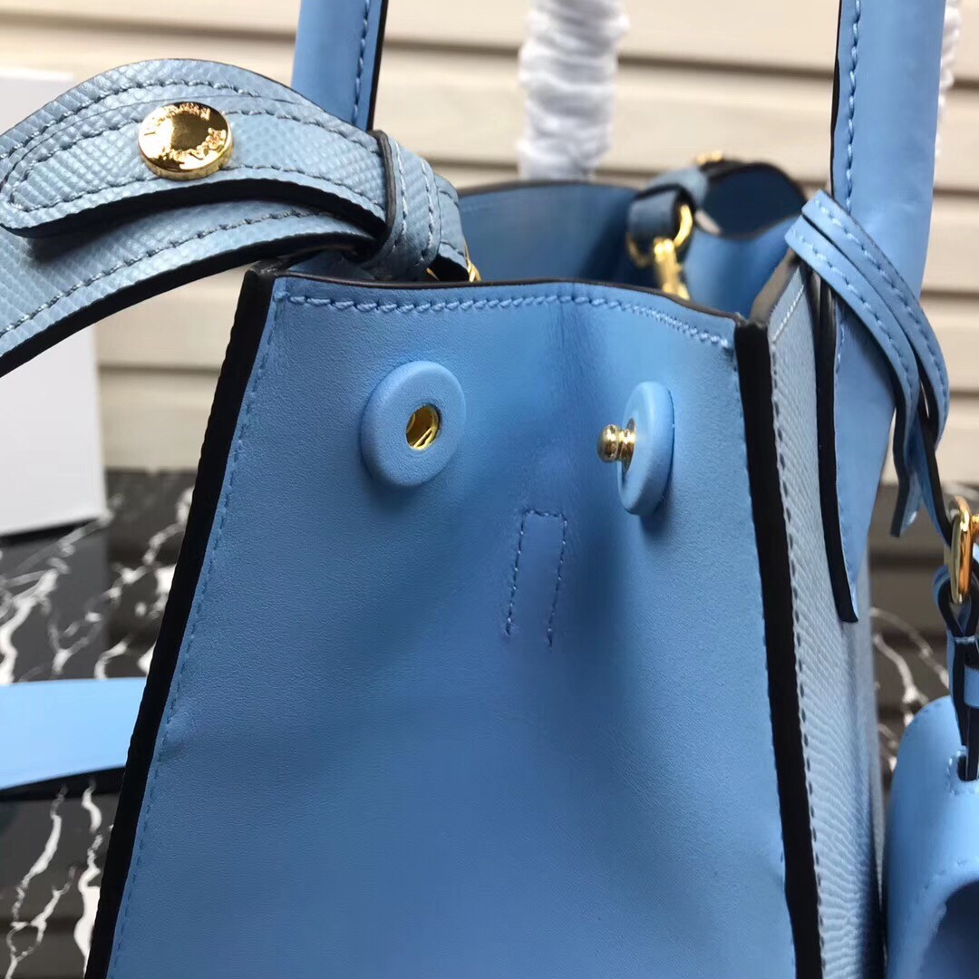 Pra*a monochrome bag in pale blue saffiano leather
