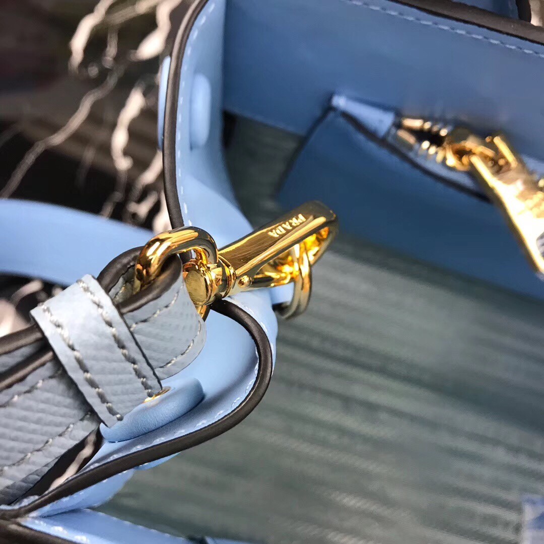 Pra*a monochrome bag in pale blue saffiano leather
