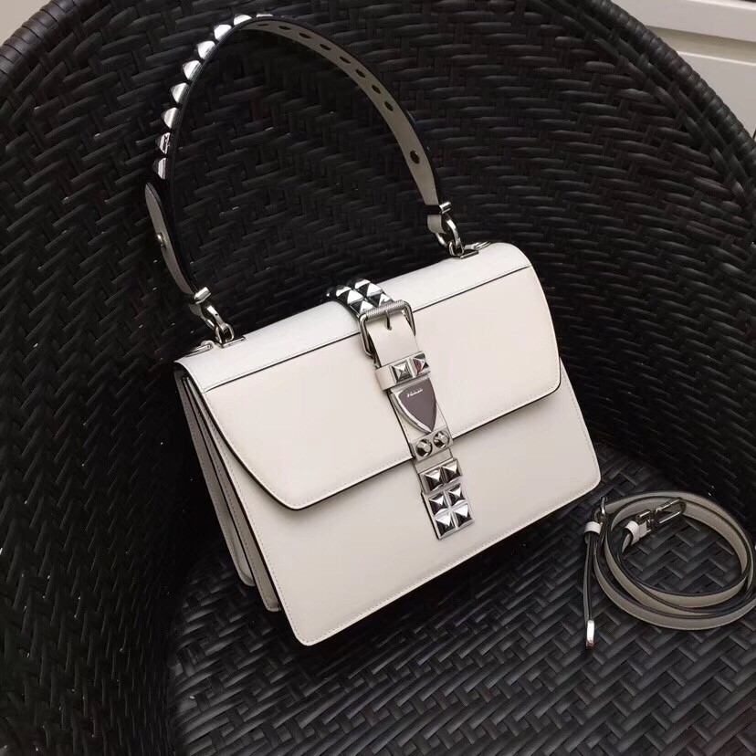 Pra*a elektra shoulder bag in white calfskin