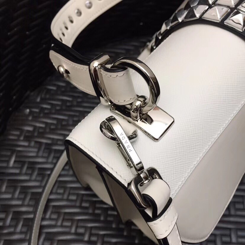 Pra*a elektra shoulder bag in white calfskin
