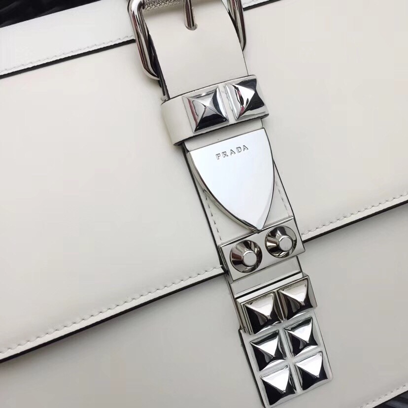 Pra*a elektra shoulder bag in white calfskin