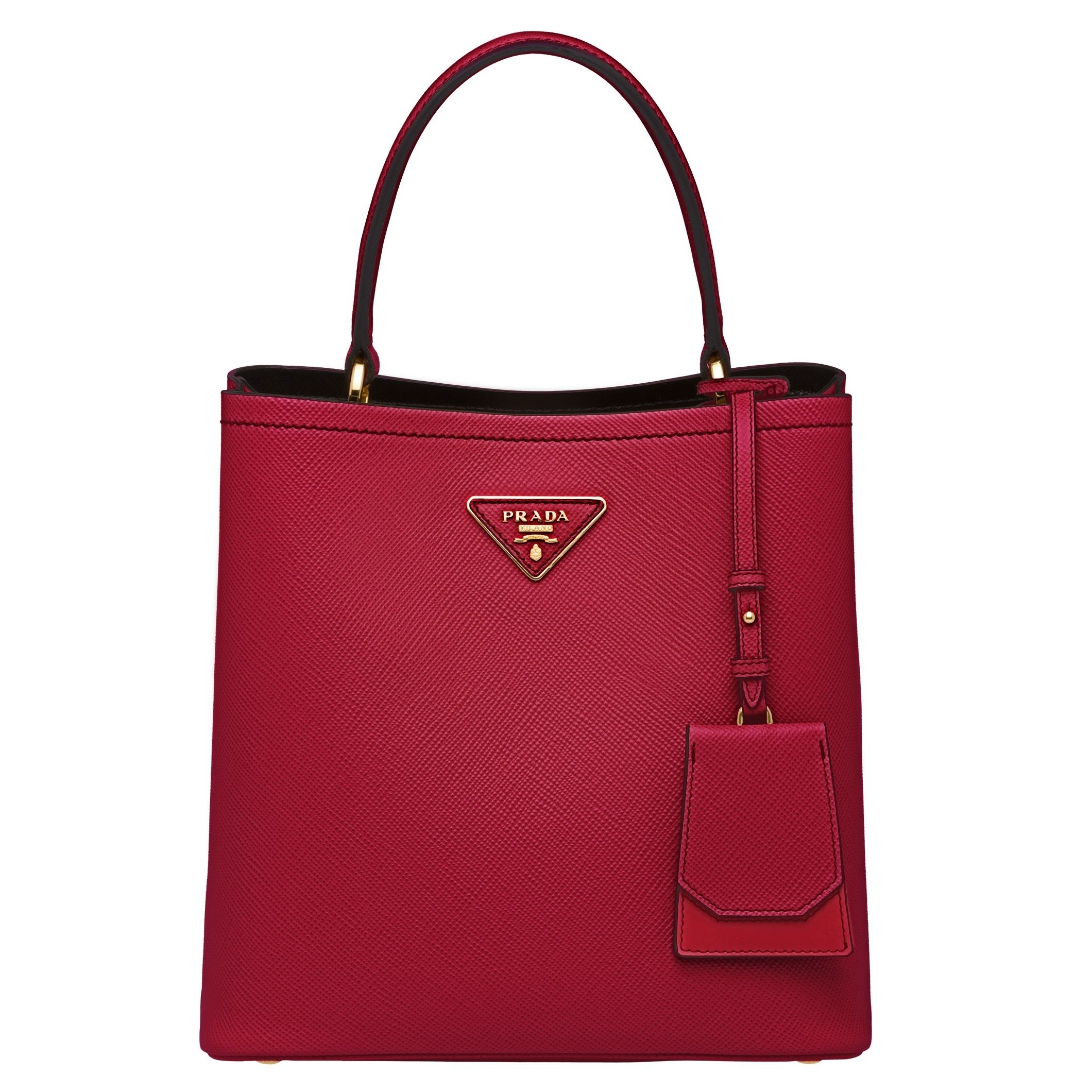 pra*a red saffiano N0*H south double medium bag