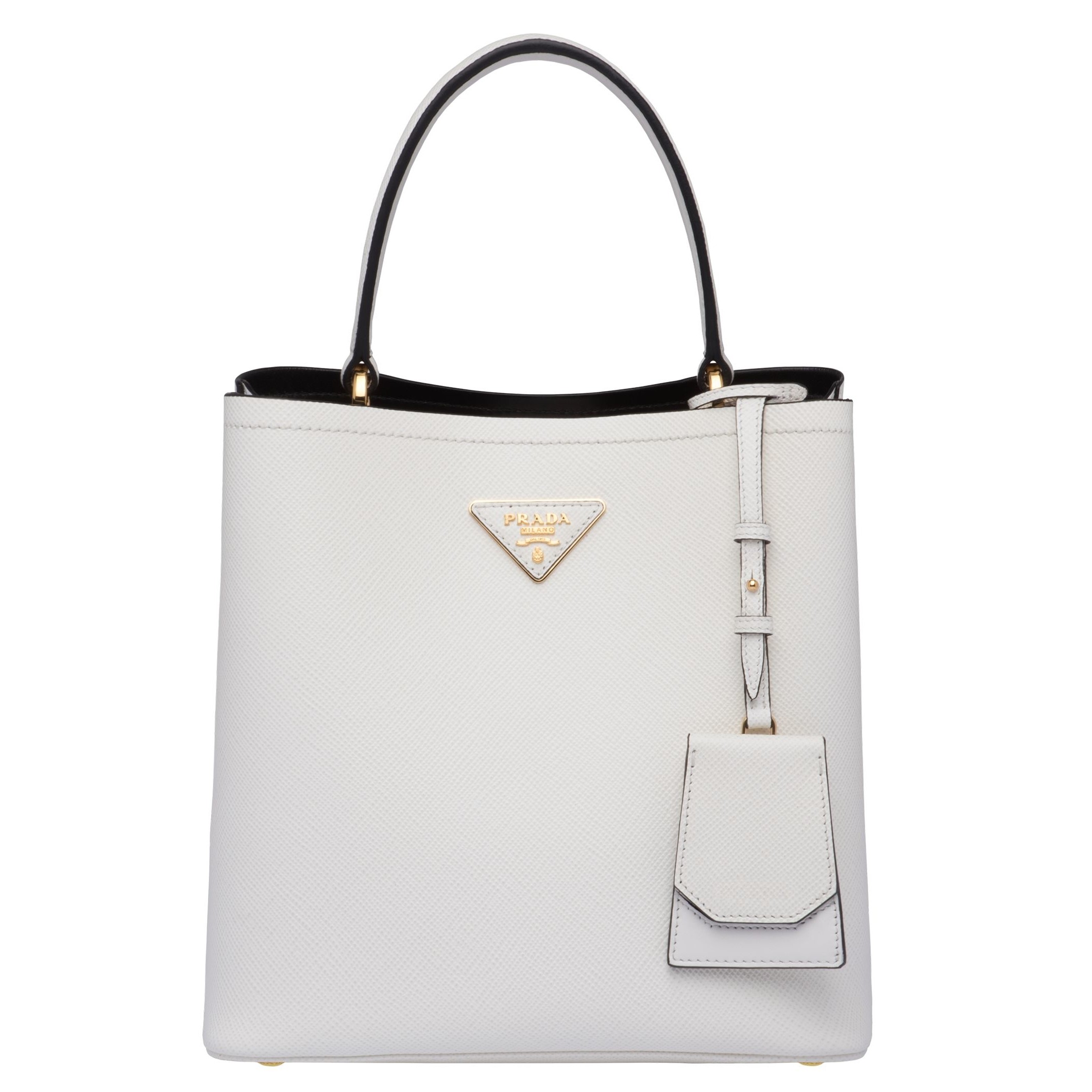 pra*a white saffiano N0*H south double medium bag