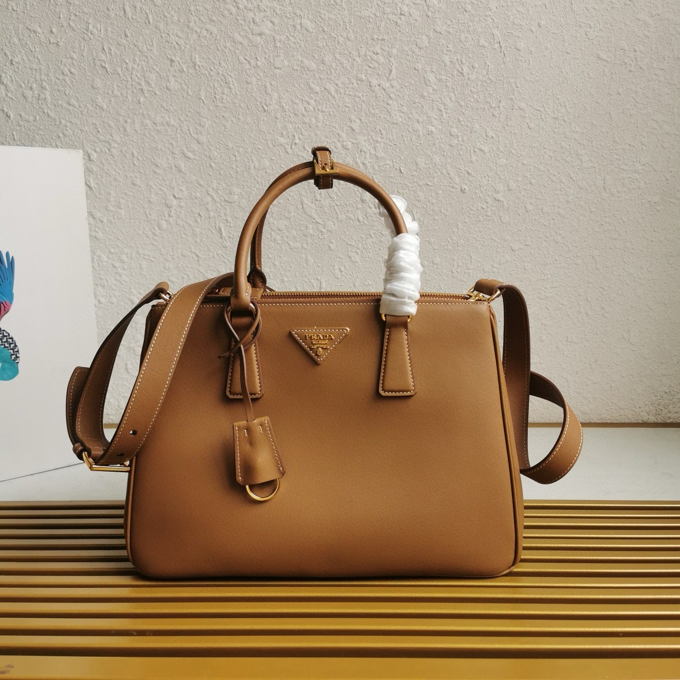 Pra*a galleria large tote bag in brown calfskin