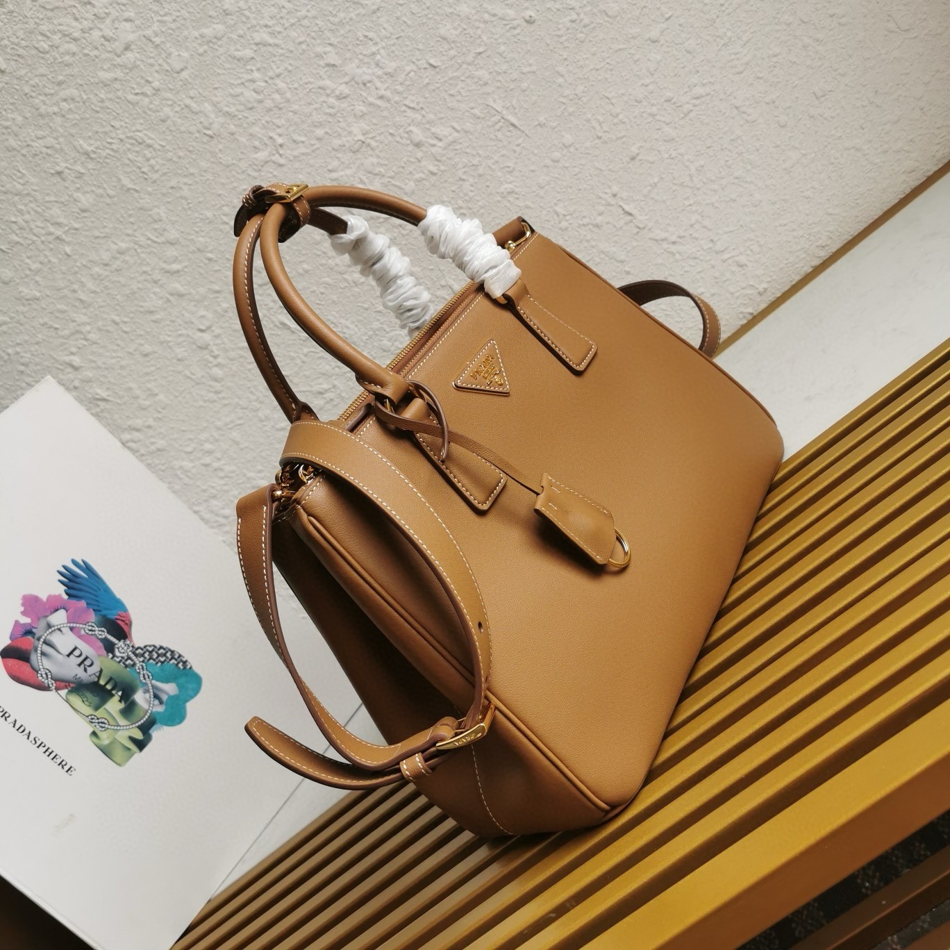 Pra*a galleria large tote bag in brown calfskin
