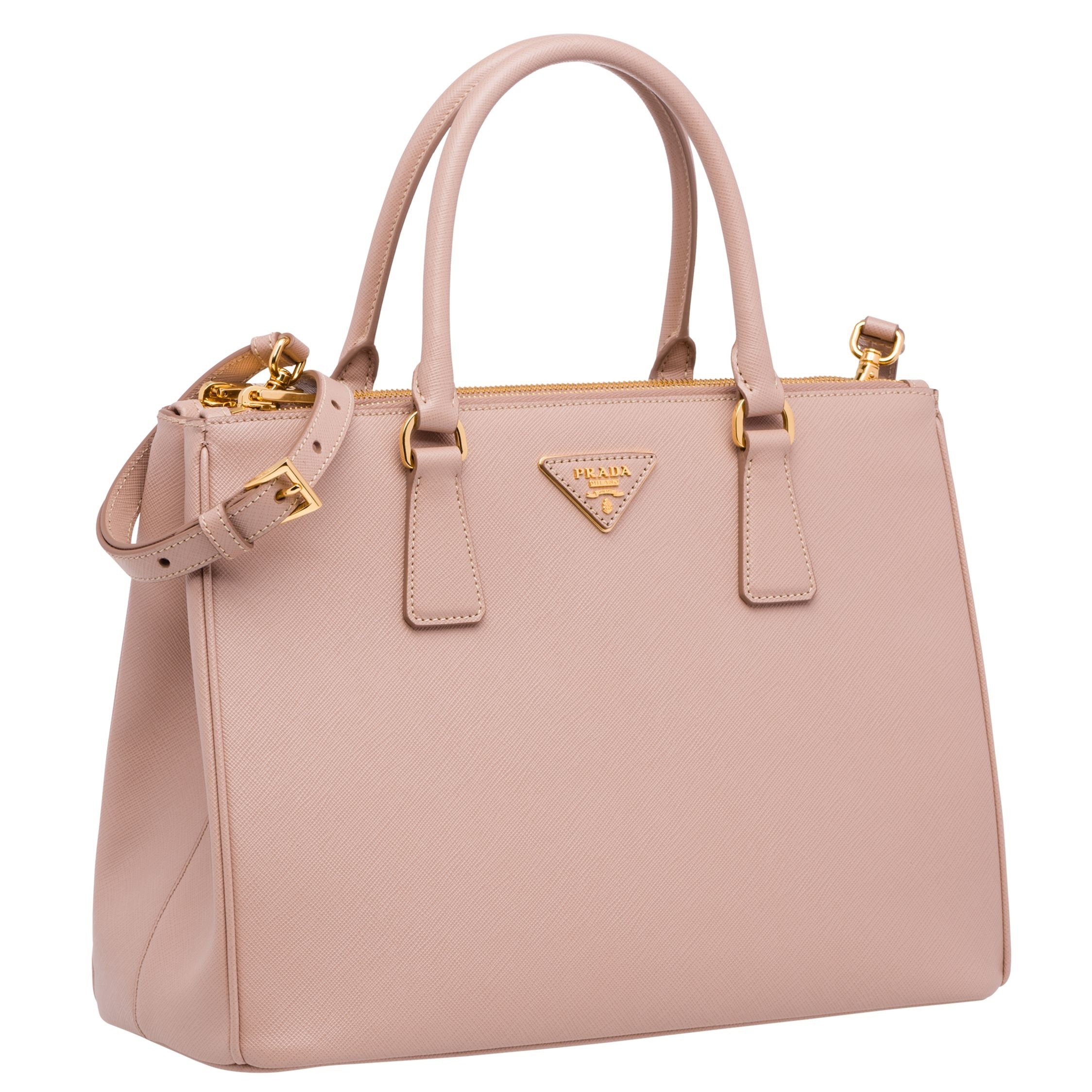 Pra*a medium galleria bag in pink saffiano leather