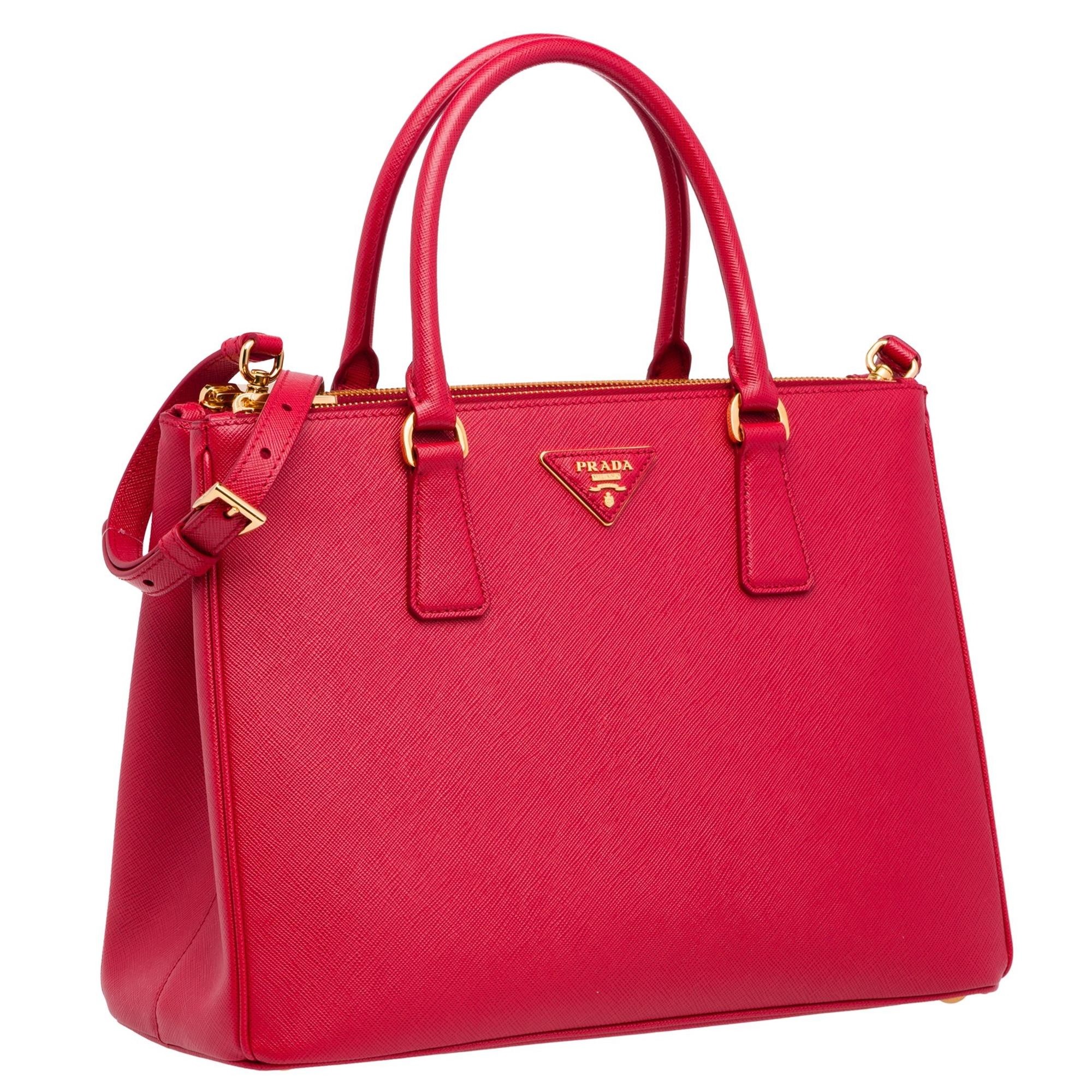 Pra*a medium galleria bag in red saffiano leather