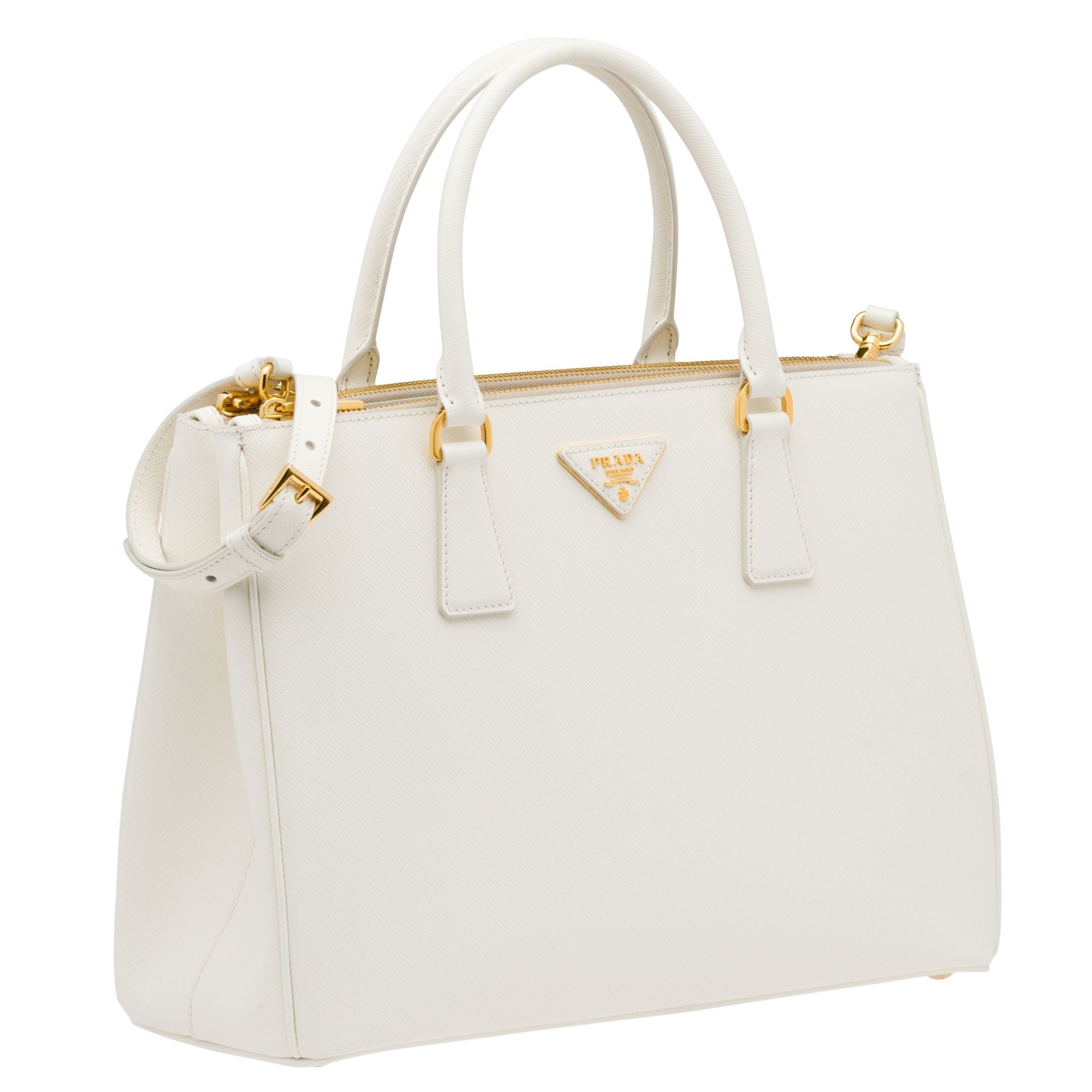 Pra*a medium galleria bag in white saffiano leather