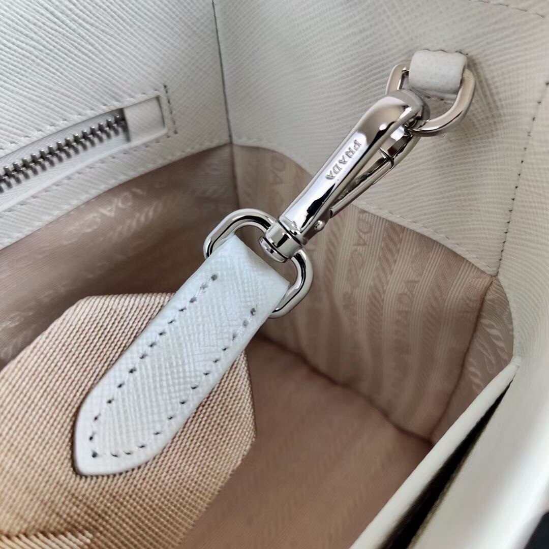 Pra*a galleria micro bag in white saffiano leather