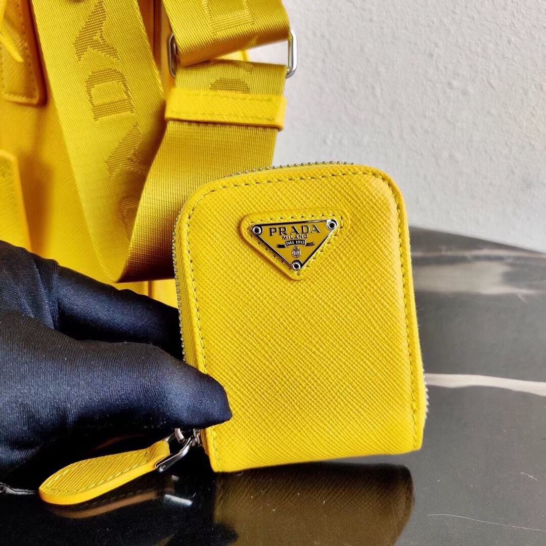 Pra*a galleria micro bag in yellow saffiano leather