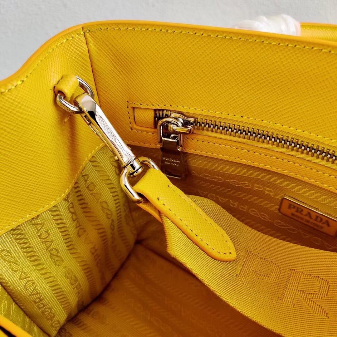Pra*a galleria micro bag in yellow saffiano leather