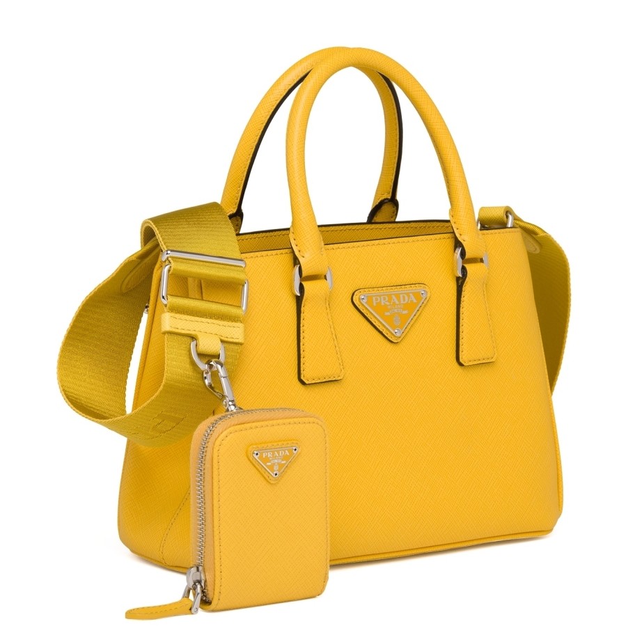 Pra*a galleria micro bag in yellow saffiano leather