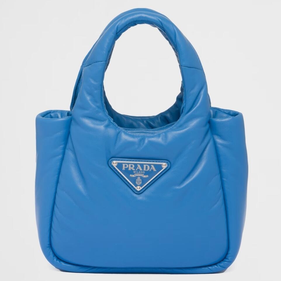 Pra*a small top-handle bag in blue nappa leather