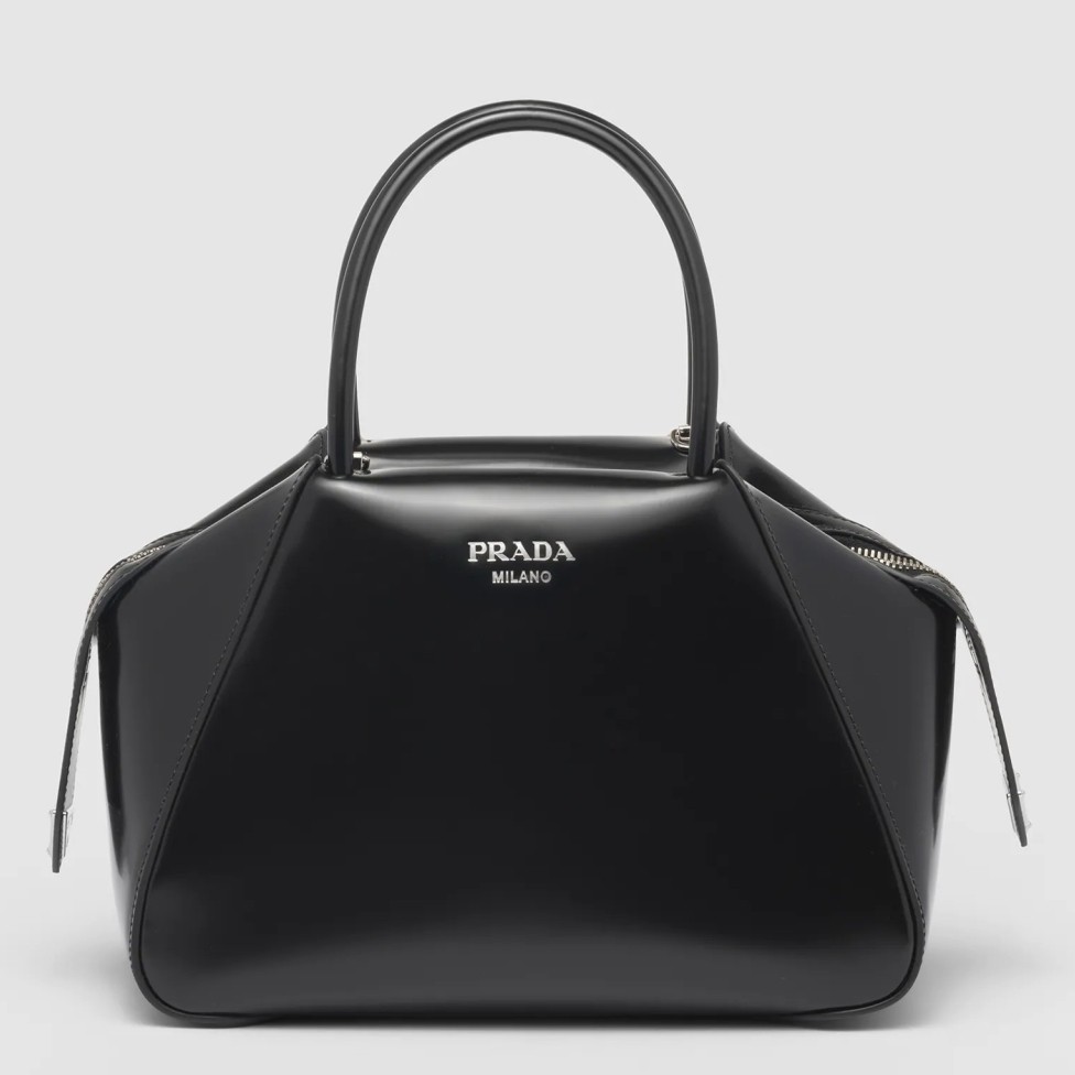 pra*a S*pernova small handbag in black brushed leather