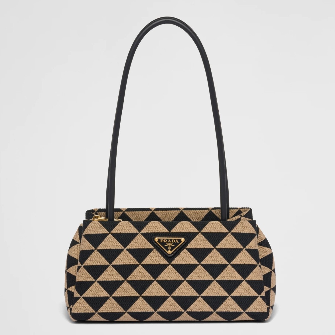 pra*a S*pernova small shoulder bag in black/beige fabric