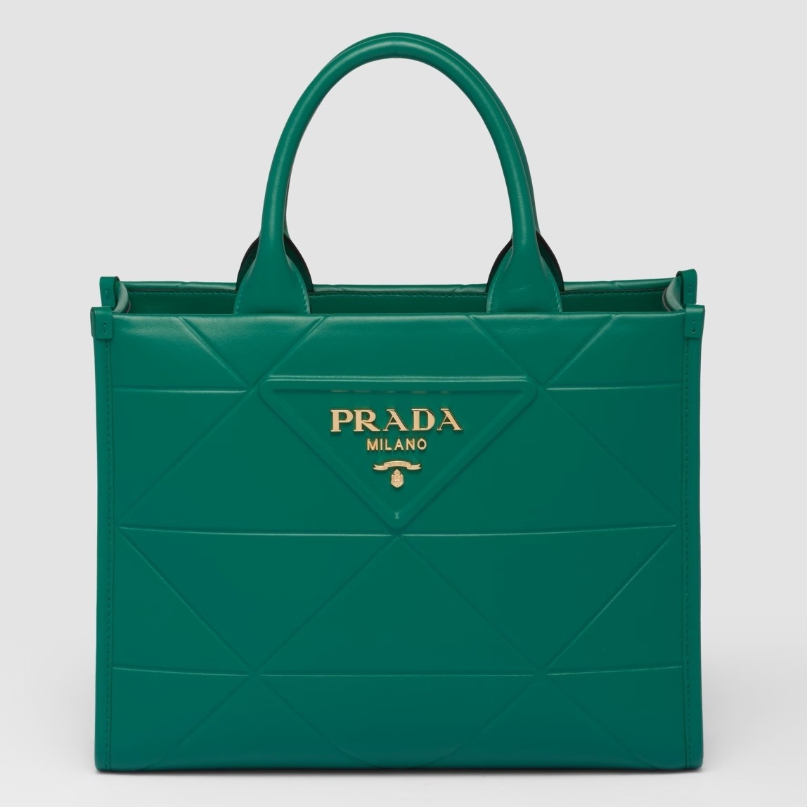 Pra*a symbole small bag with topstitching in green leather