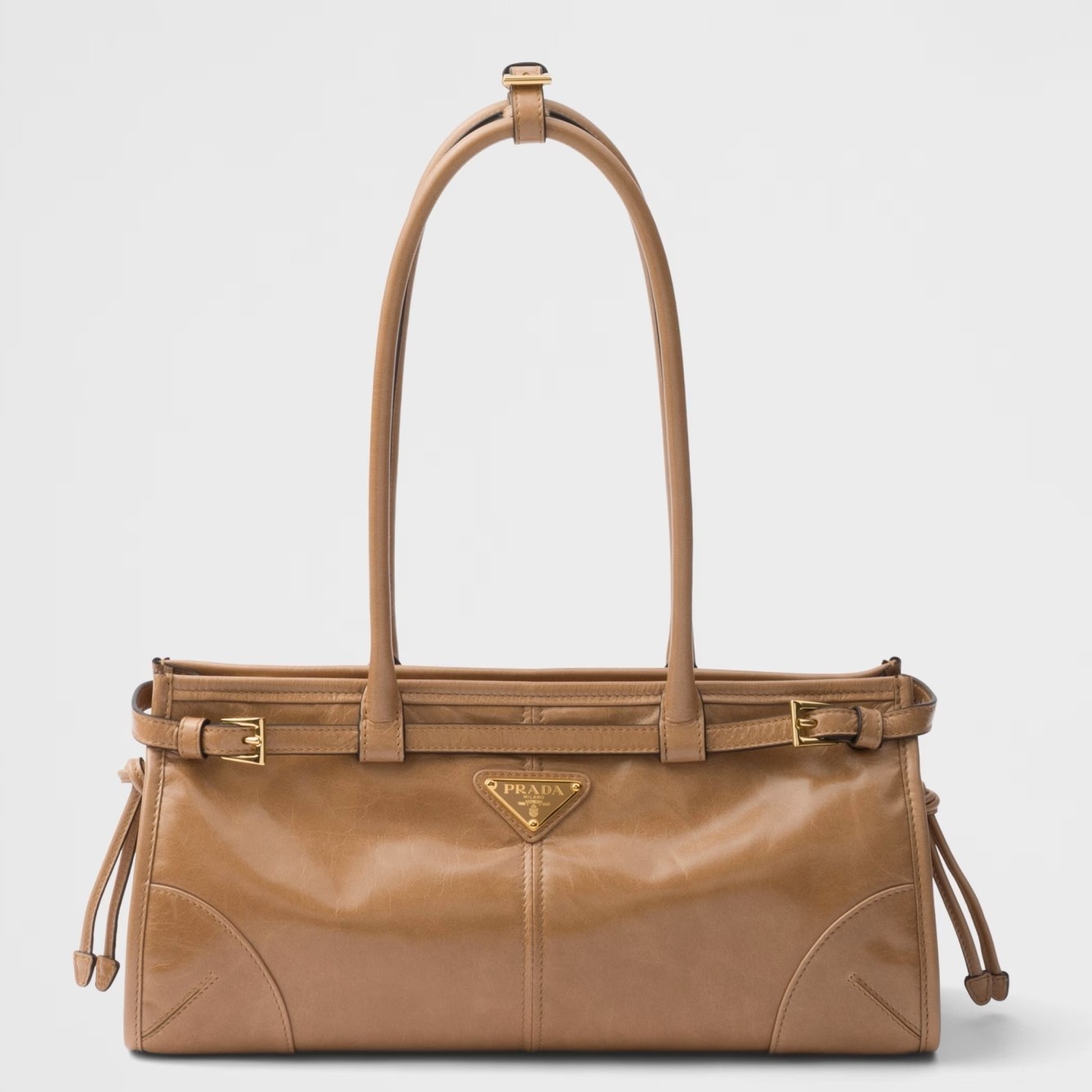 Pra*a medium tote bag in brown soft leather