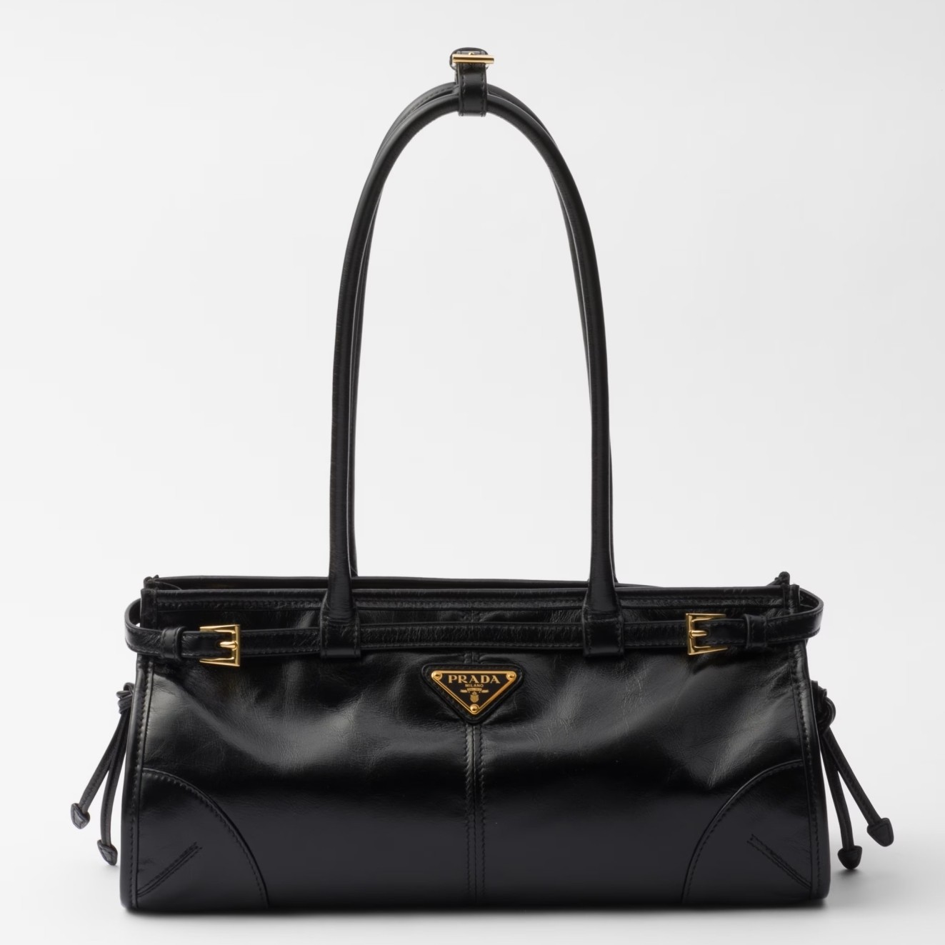 Pra*a medium tote bag in black soft leather