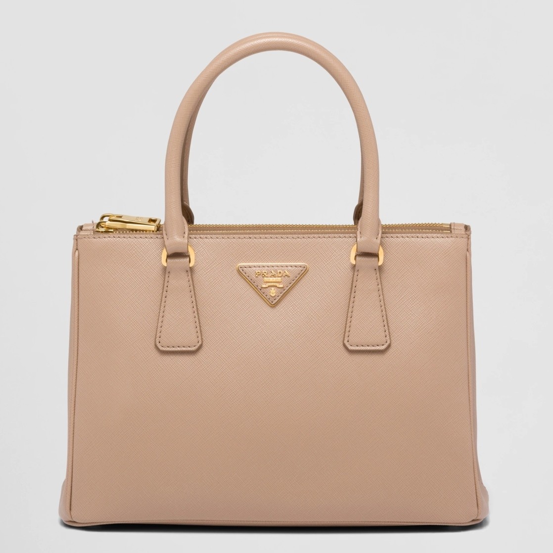 Pra*a small galleria bag in beige saffiano leather