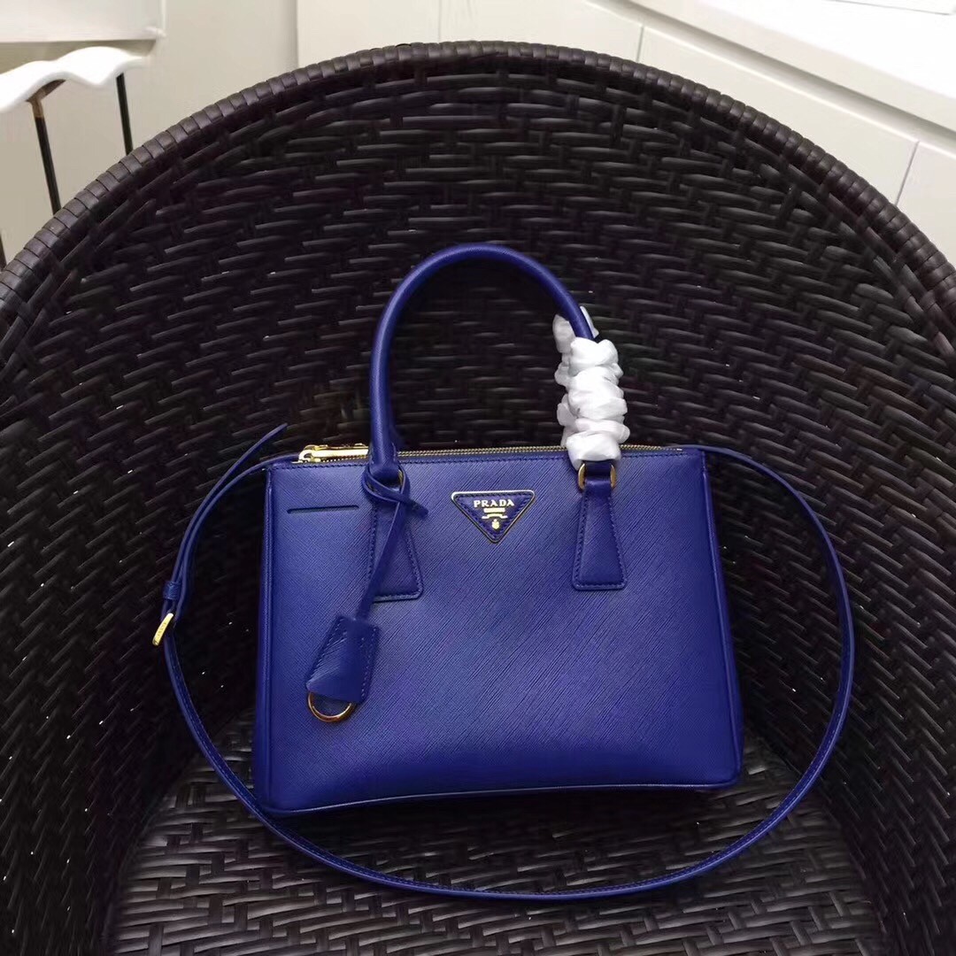 Pra*a small galleria bag in blue saffiano leather