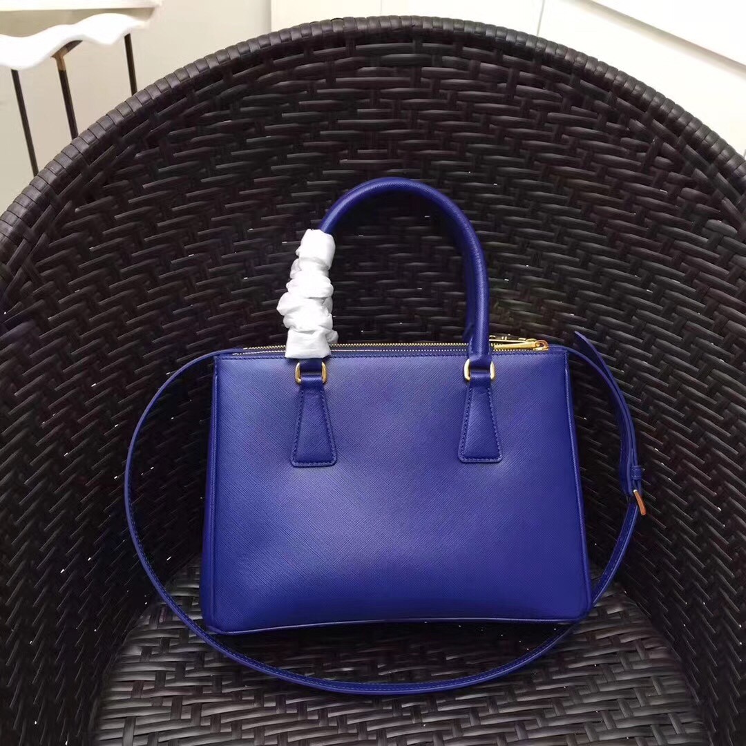 Pra*a small galleria bag in blue saffiano leather