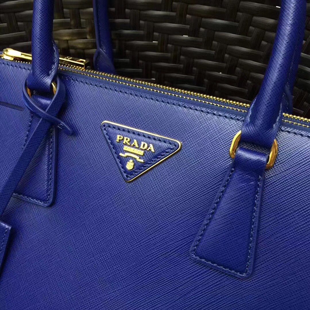 Pra*a small galleria bag in blue saffiano leather