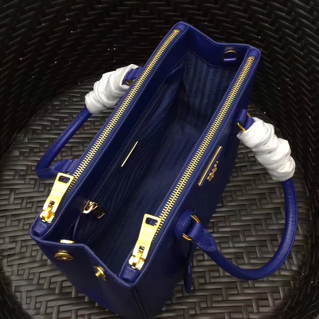 Pra*a small galleria bag in blue saffiano leather