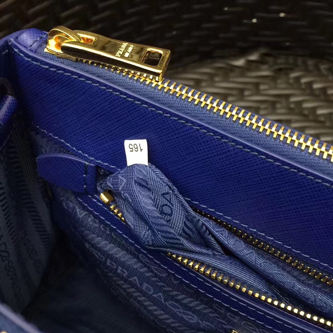 Pra*a small galleria bag in blue saffiano leather