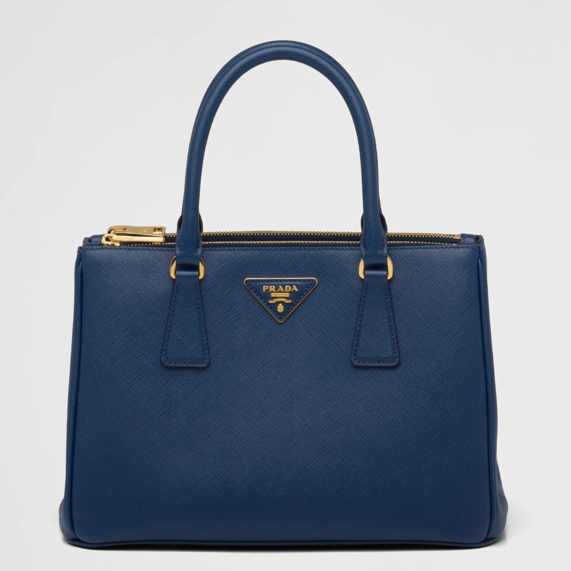 Pra*a small galleria bag in bluette saffiano leather