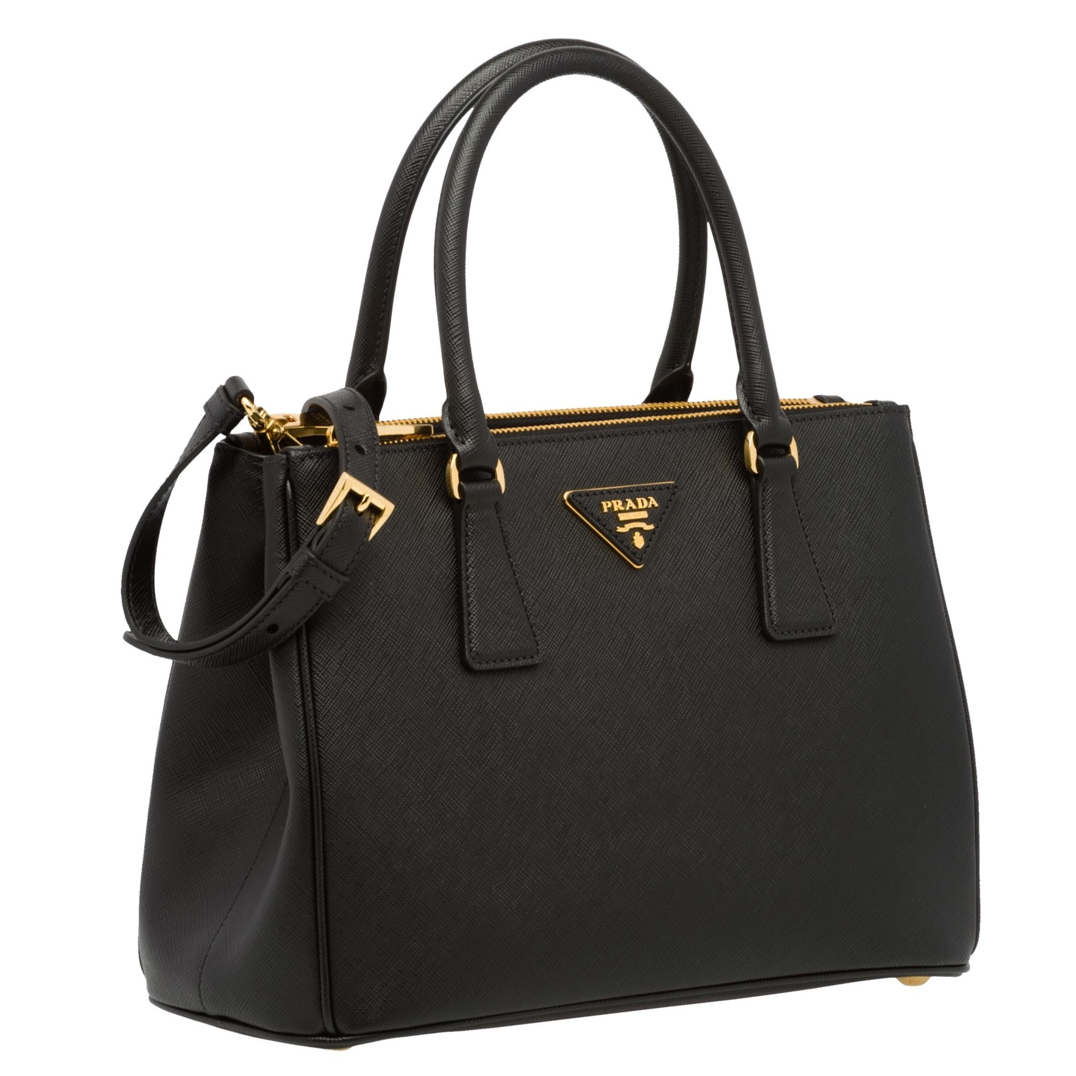 Pra*a small galleria bag in black saffiano leather