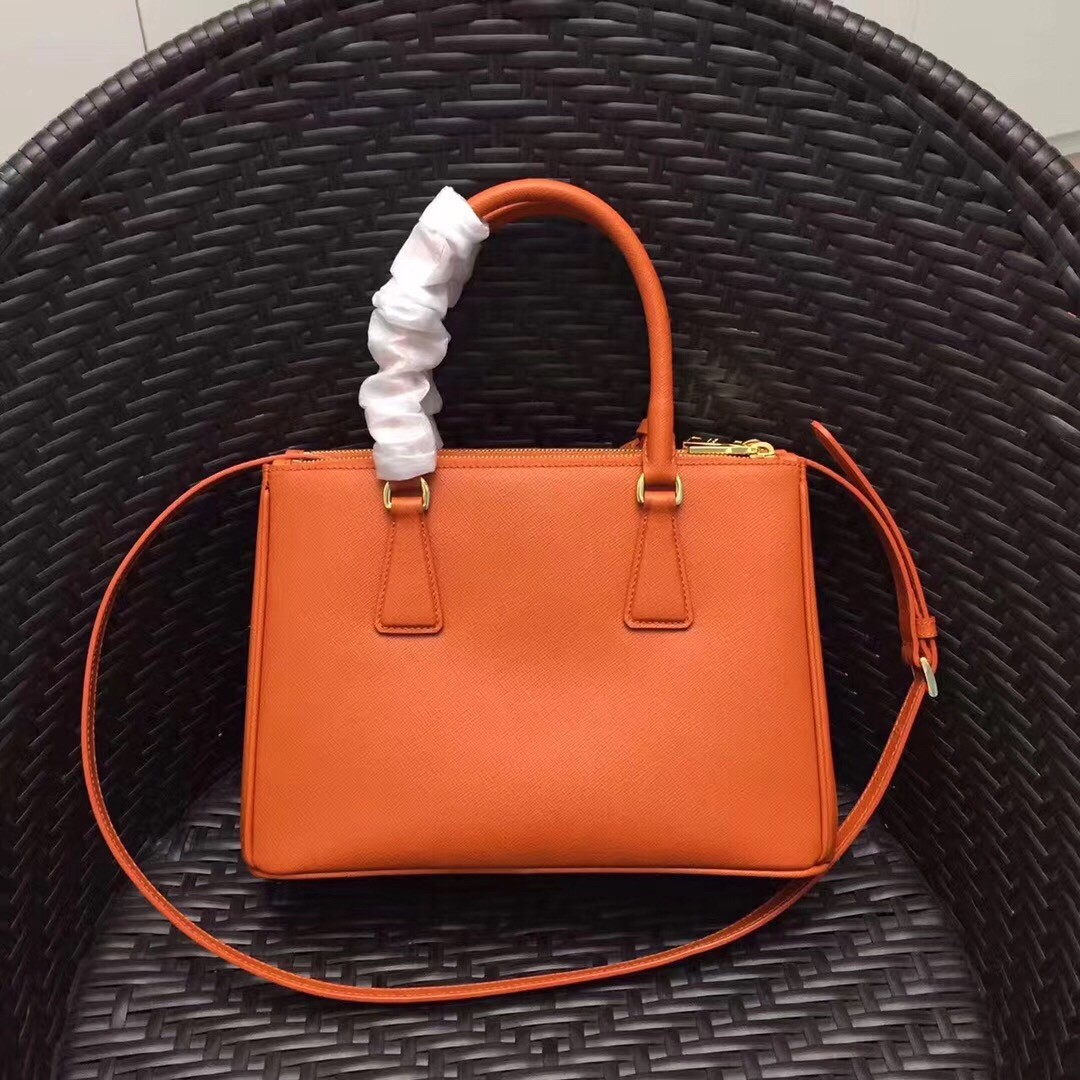 Pra*a small galleria bag in orange saffiano leather