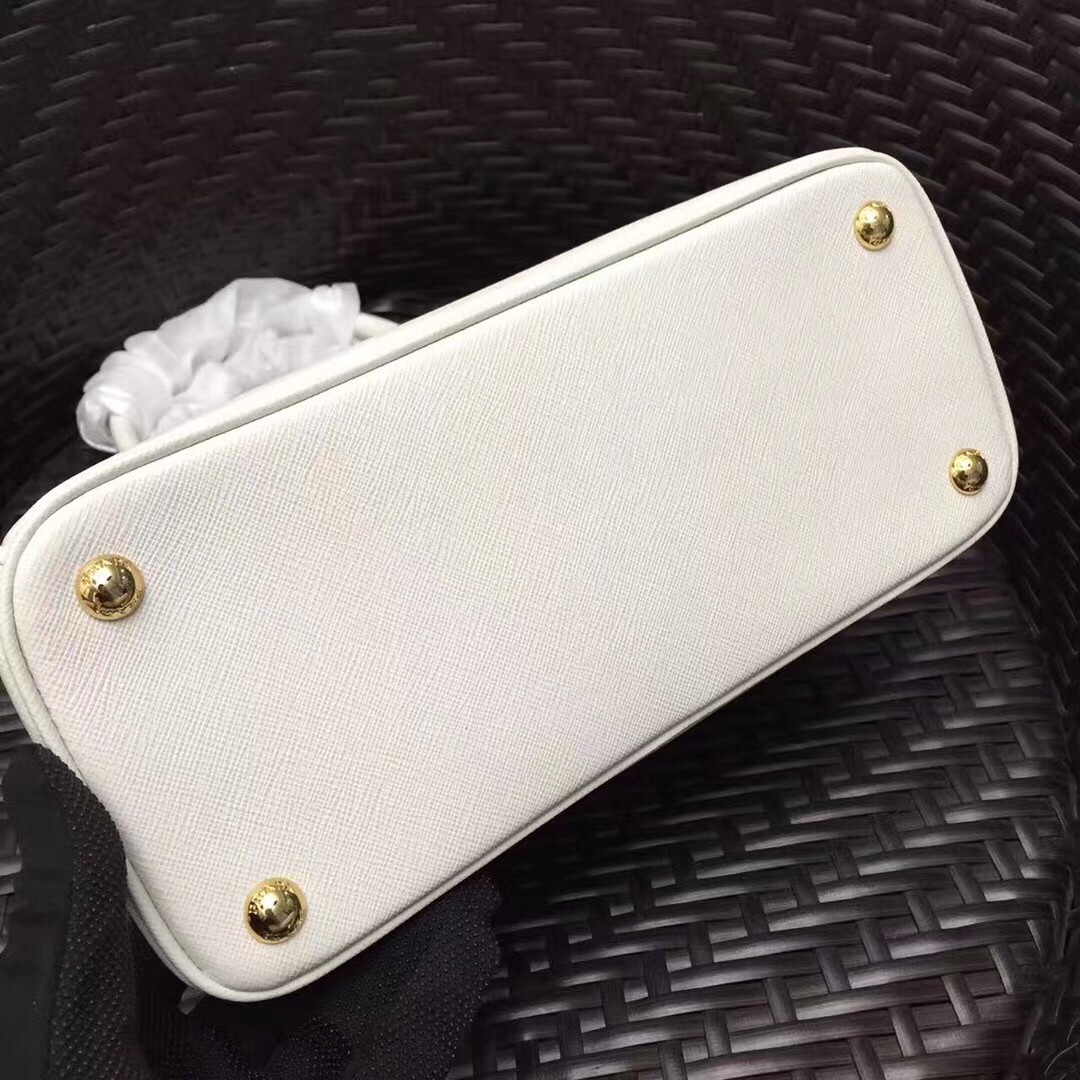 Pra*a small galleria bag in white saffiano leather