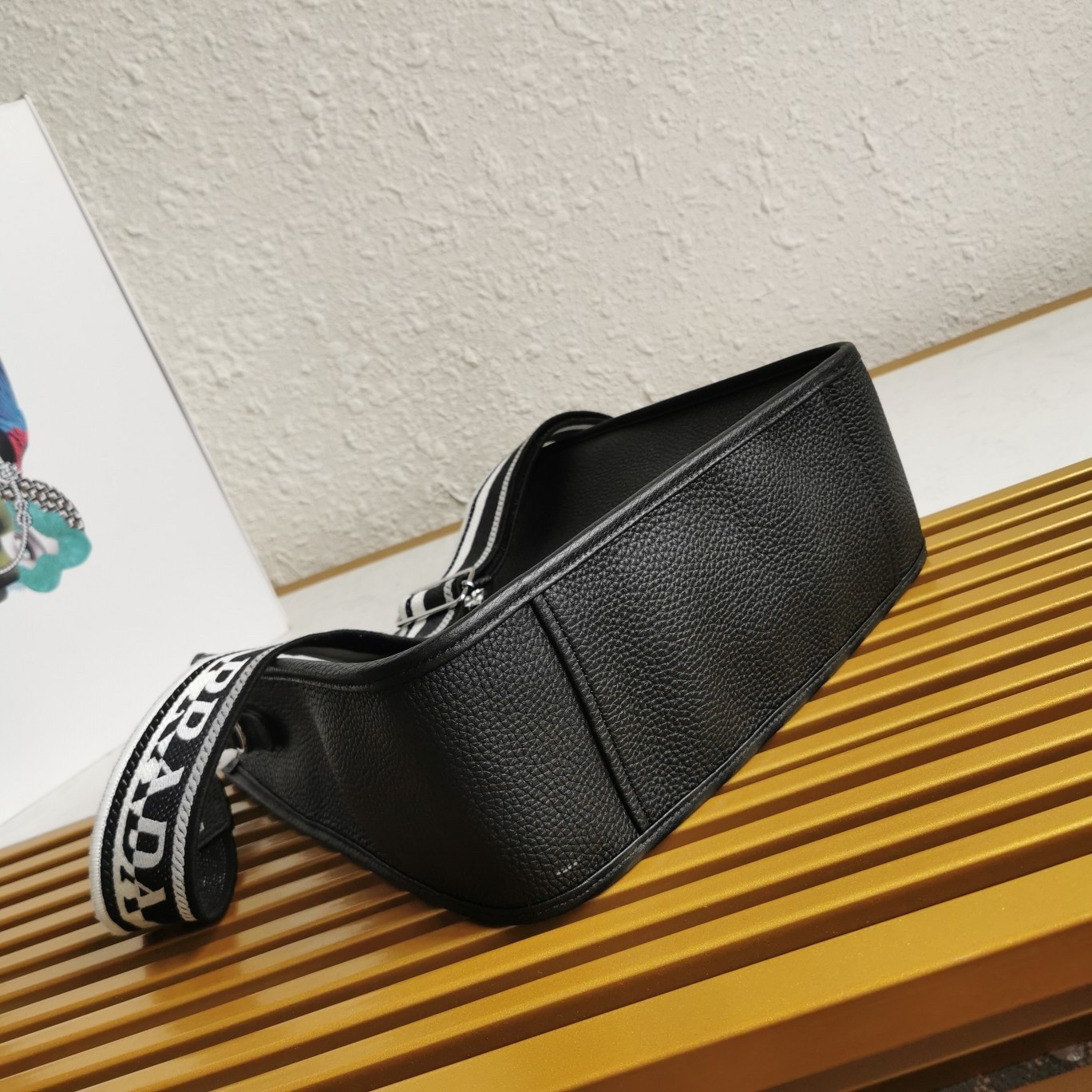 Pra*a hobo bag in black grained leather
