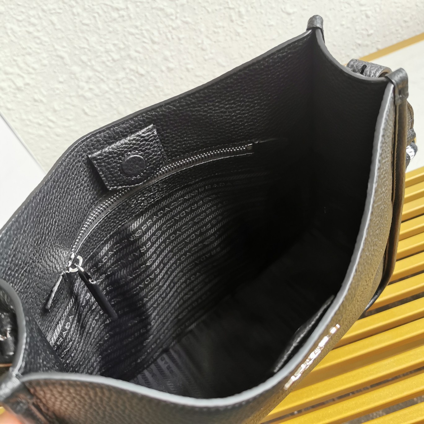 Pra*a hobo bag in black grained leather