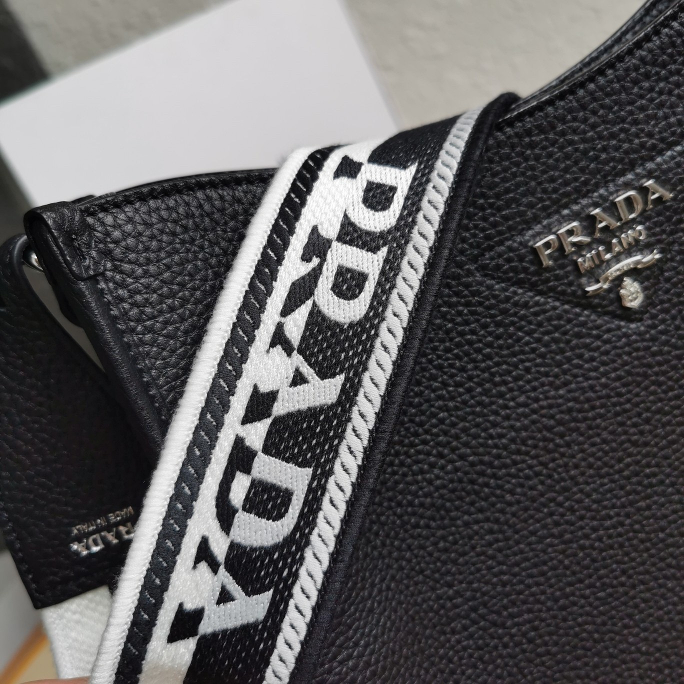 Pra*a hobo bag in black grained leather