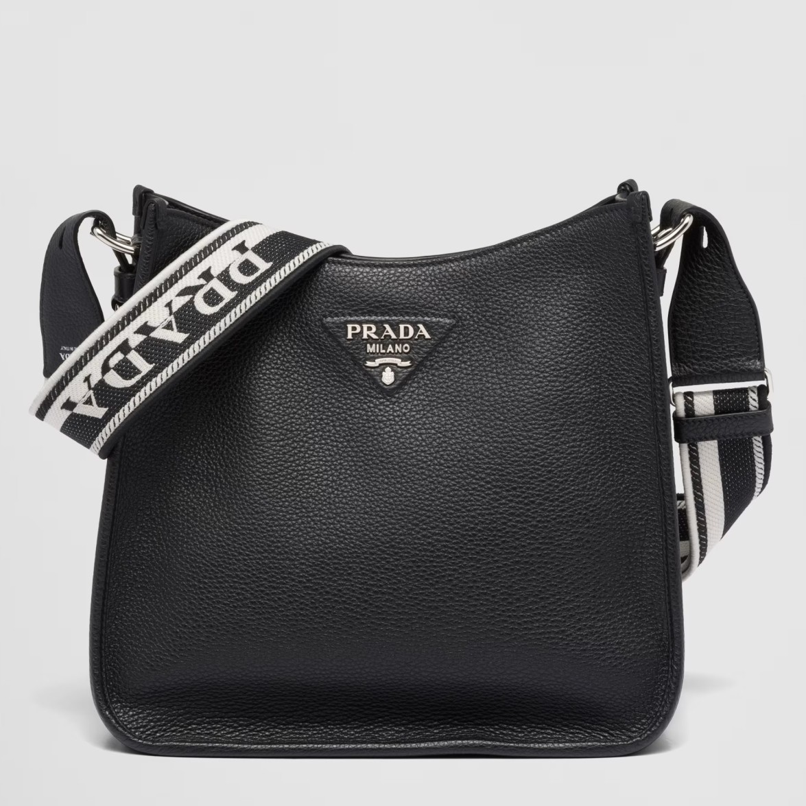 Pra*a hobo bag in black grained leather