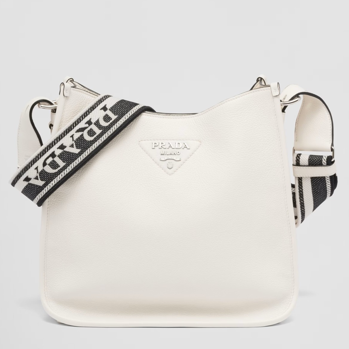 Pra*a hobo bag in white grained leather