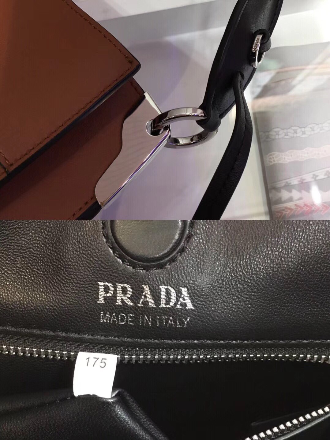 Pra*a margit shoulder bag in brown calfskin