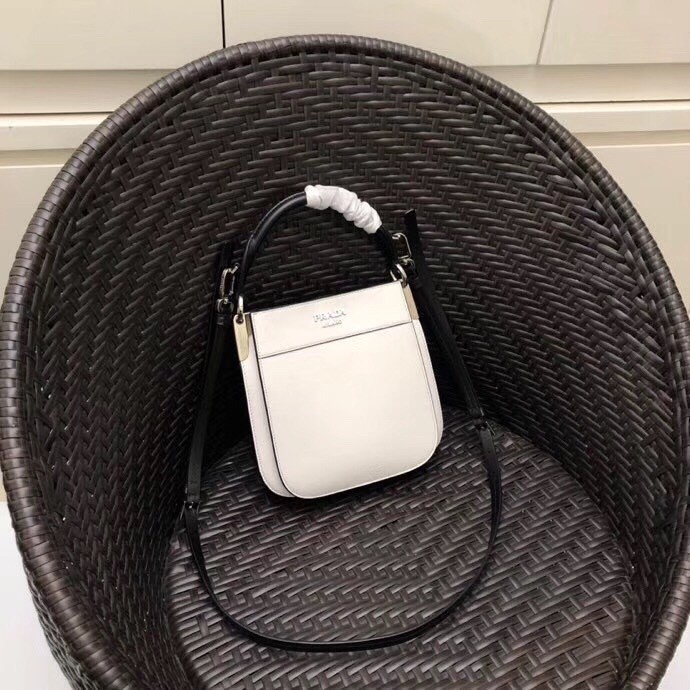 Pra*a small margit bag in white calfskin