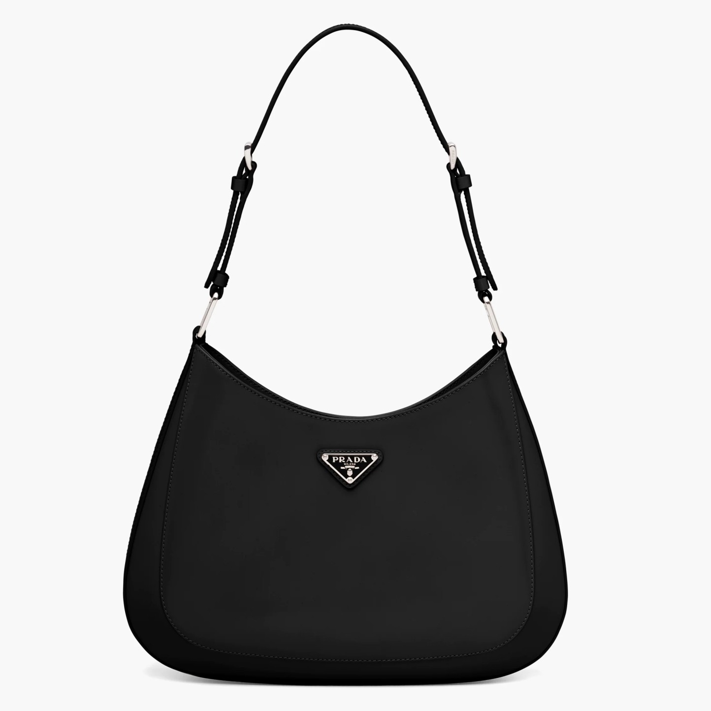Pra*a cleo large shoulder bag in black brushed leather