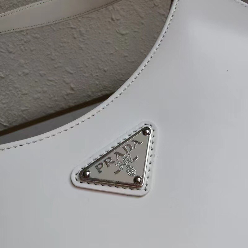 Pra*a cleo large shoulder bag in white brushed leather