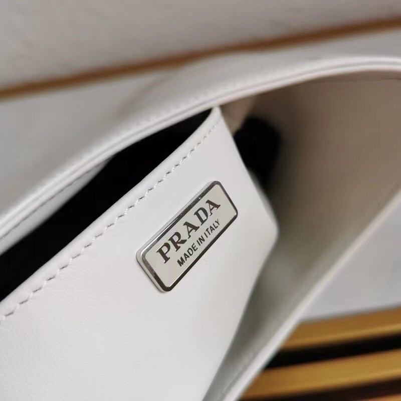 Pra*a cleo large shoulder bag in white brushed leather